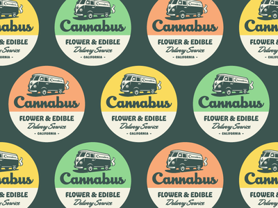 Cannabus Badge - Dark badge branding bus cannabis design identity illustration logo marijuana rinker van weed