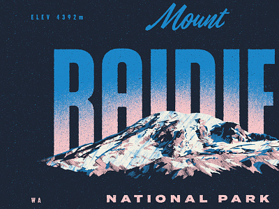 TYPE HIKE - Mount Rainier NP design illustration mount rainier mountain national park nature poster print rinker typography washington