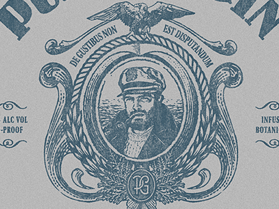 Puffer's Gin booze design generals surplus illustration nautical rinker sailor t shirt tshirt type typography vintage