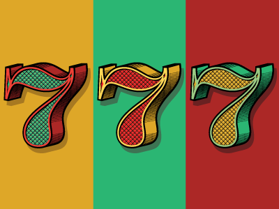 777 colorful design gambling illustration rinker type typography vector vegas