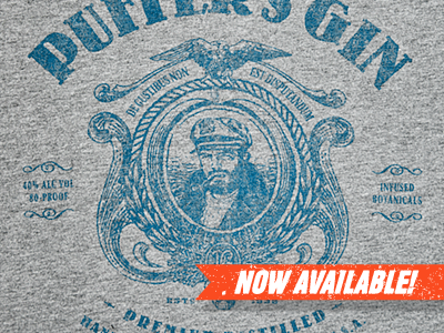 Puffer's Gin - Now Available! design generals surplus illustration rinker t shirt type typography vintage