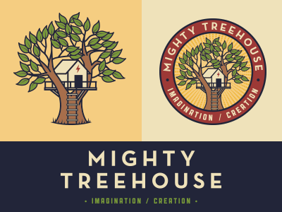 Mighty Treehouse badge branding crest design logo rinker seal tree treehouse type typography