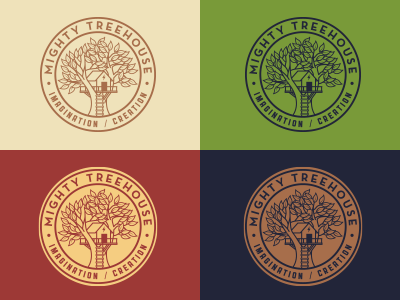 Mighty Treehouse badge branding crest design logo rinker seal tree treehouse type typography