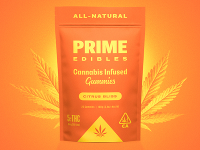 PRIME Edibles - Citrus Bliss branding california cannabis cannabis branding cannabis packaging design edibles gummies identity identity design logo marijuana package design packaging rinker weed