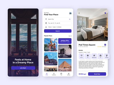 Hotel Booking App- Digital Wireframe, High-fidelity Prototype adobe xd booking app design hotel app design