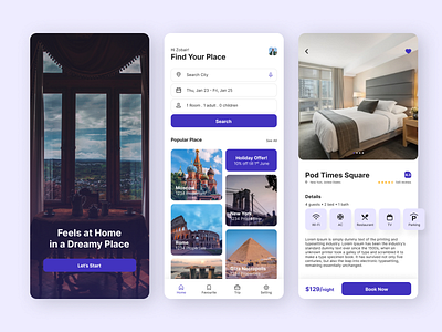 Hotel Booking App- Digital Wireframe, High-fidelity Prototype