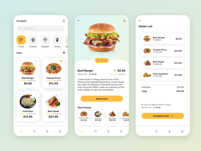 Food Delivery App- Digital Wireframe, Usability Study, Prototype by ...