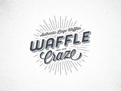 Waffle Craze (initial idea) badge custom hand drawn lettering typography