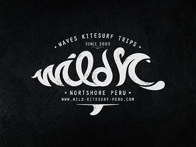 Wild Kite Peru badge custom hand drawn lettering surf typography