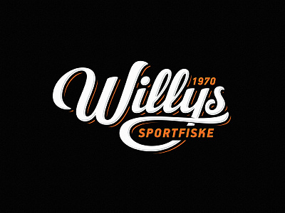 Willys Sportfiske custom dalibass fishing hand-drawn lettering logo logotype typography vintage