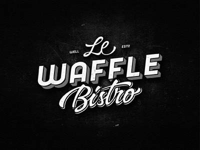 Le Waffle Bistro bistro custom hand drawn lettering logotype typography waffle