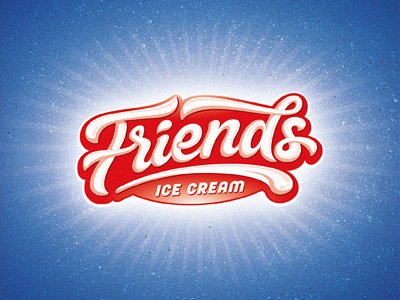 Friends Ice Cream custom hand drawn ice cream lettering logotype typography