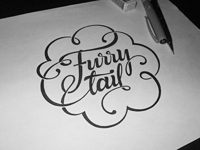 Furry Tail - drawing badge custom drawing hand drawn lettering logotype sketch