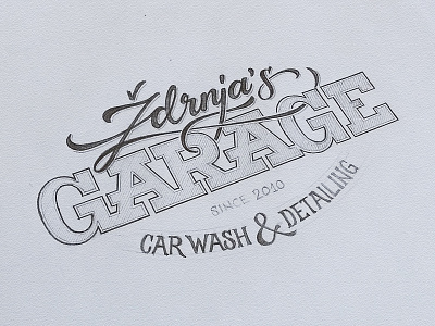 Ždrnja's Garage custom dalibass drawing hand drawn lettering logo logotype sign sketch