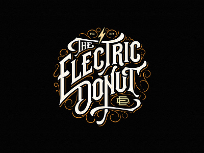 The Electric Donut badge custom donut electric hand drawn juice lettering logotype monogram typography vape vintage