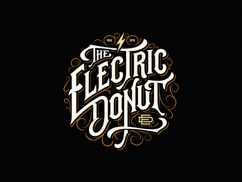 The Electric Donut hand-drawn juice electric donut vape monogram badge typography vintage logotype custom lettering