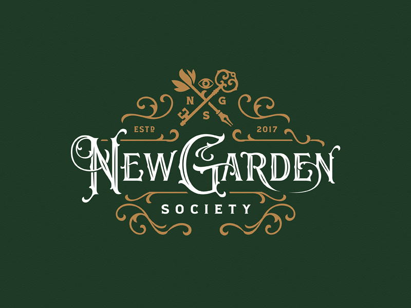 New Garden Society hand-drawn team typography vintage logotype logo custom lettering