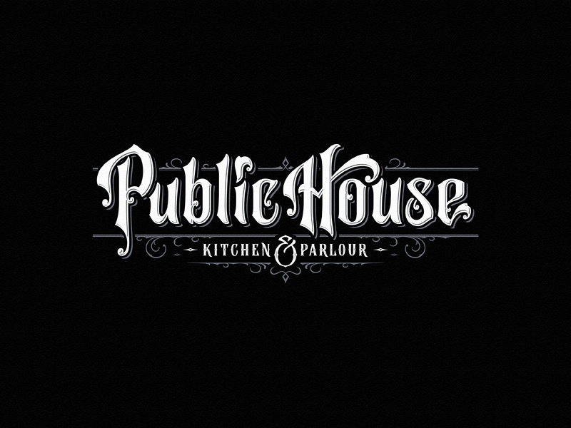 Public House ngs parlour kitchen team vintage drawing dalibass logo typography logotype custom hand-drawn lettering