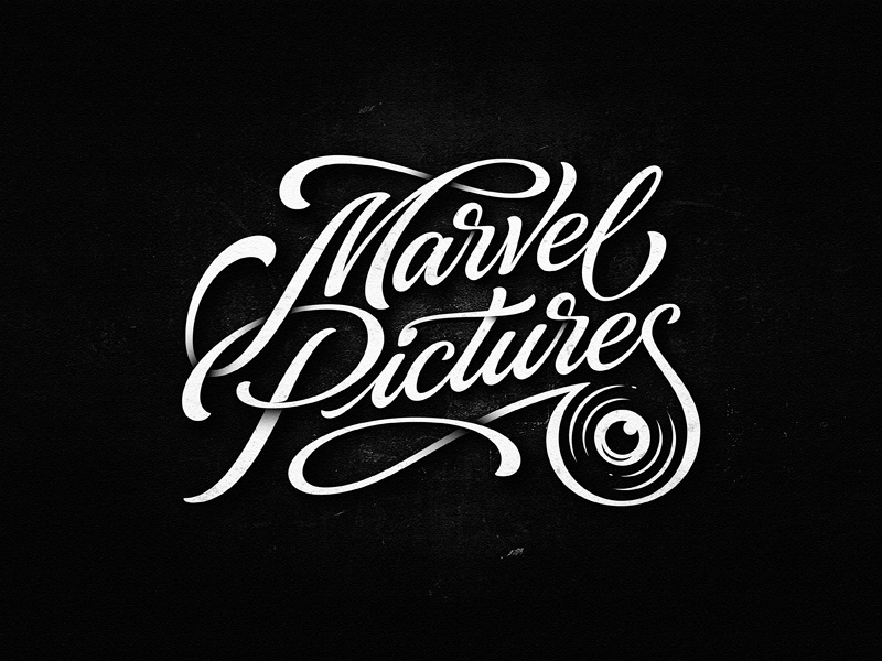 Marvel Pictures team vintage sketch drawing dalibass logo typography logotype custom hand-drawn lettering