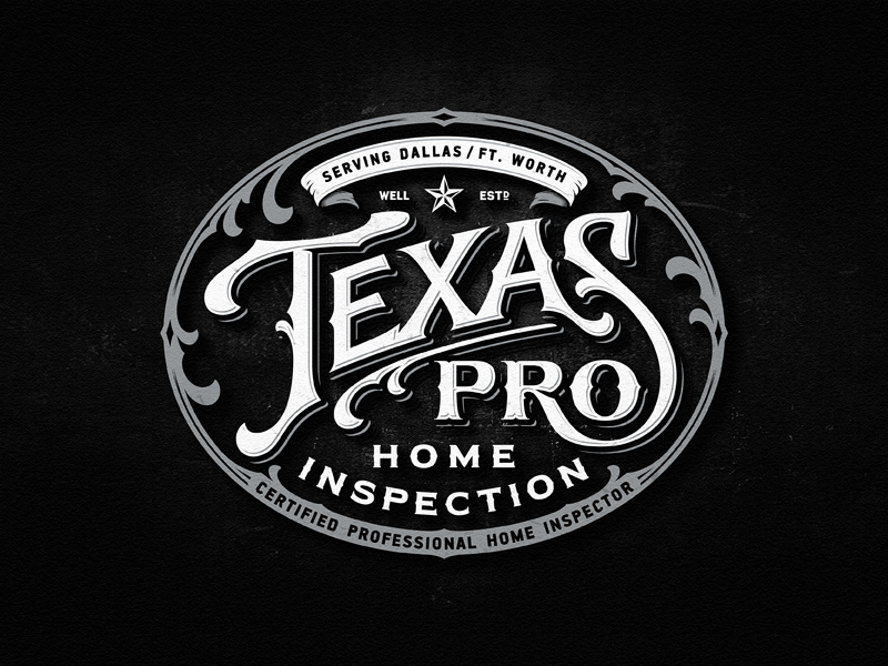 Texas Pro inspection dallas texas badge team vintage drawing dalibass logo typography logotype custom hand-drawn lettering