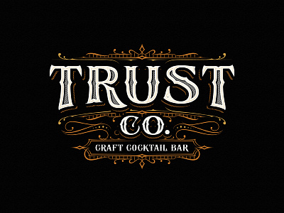 Trust Co bar cocktail craft custom dalibass drawing hand drawn lettering logo logotype sketch team typography vintage
