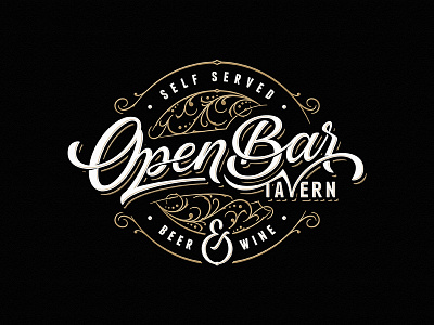 Open Bar Tavern bar beer custom dalibass drawing hand drawn lettering logo logotype sketch tavern team typography vintage wine