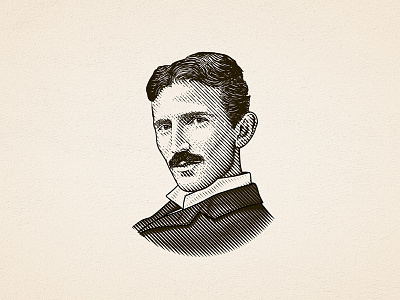 Nikola Tesla dalibass detailed etching illustration line art logo nikola tesla portrait tesla vintage