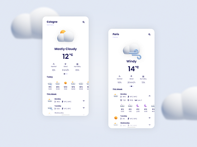 Weather App 3d app design illustration minimal ui ux weather