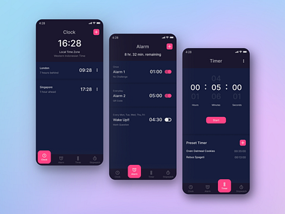 Clock App UI app design mobile ui ux