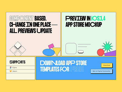 App Store Screenshots app store blocks freebie grid landing templates thepentool variable font