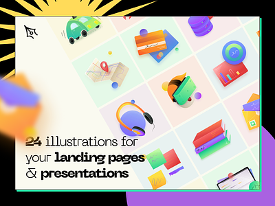24 illustration for your landing pages & presentations asset design resource grid header hero illustration illustration set illustrations landing thepentool