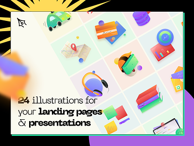 24 illustration for your landing pages & presentations