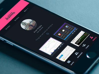 Dark dribbble app concept app application clean concept dark dribbble ios iphone mockup modern