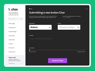 Submitting a Char char dropdown form illustration input interaction library sending submitting ux writing