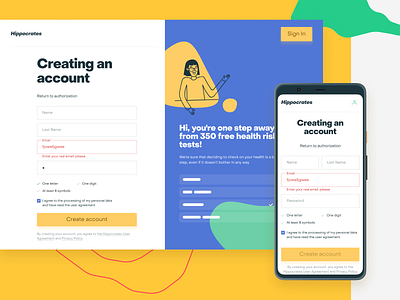 Hippocrates—Creating an Account by Arsen Kolyba 🤔 on Dribbble