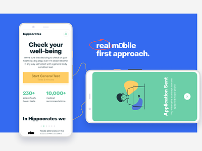 Hippocrates—Check your well-being checkup health healthcare hippocrates landing page mobile first mobile landing modal popup overlay pixel 4