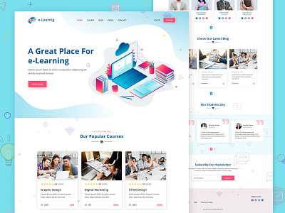 e-Learning Online Course Landing Page branding e learning education website landing page minimal design online course online education typography ui ui design ui designer uiux ux ux design web web design web template website website design