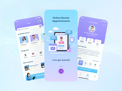 Medical Service - Mobile App appointment app appointment booking clinic doctor app doctor appointment health consultations healthcare healthcare app illustration ios app design medical medical app medical care minimal mobile app design typography ui design uiux uiuxdesign ux design