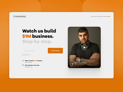 All Access Pass by Shaan Puri clean gray home page landing page landing page design landing page ui landingpages simple ui user experience user interface ux web designer website website concept website design websites