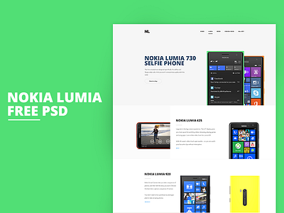 Nokia Lumia - free PSD template clean design flat free freebie layout lumia nokia psd ui web