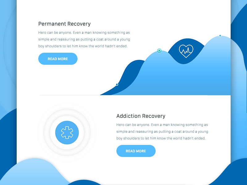 Home page for rehabilitation center blue clean flat health homepage minimal simple ui ux waves web website