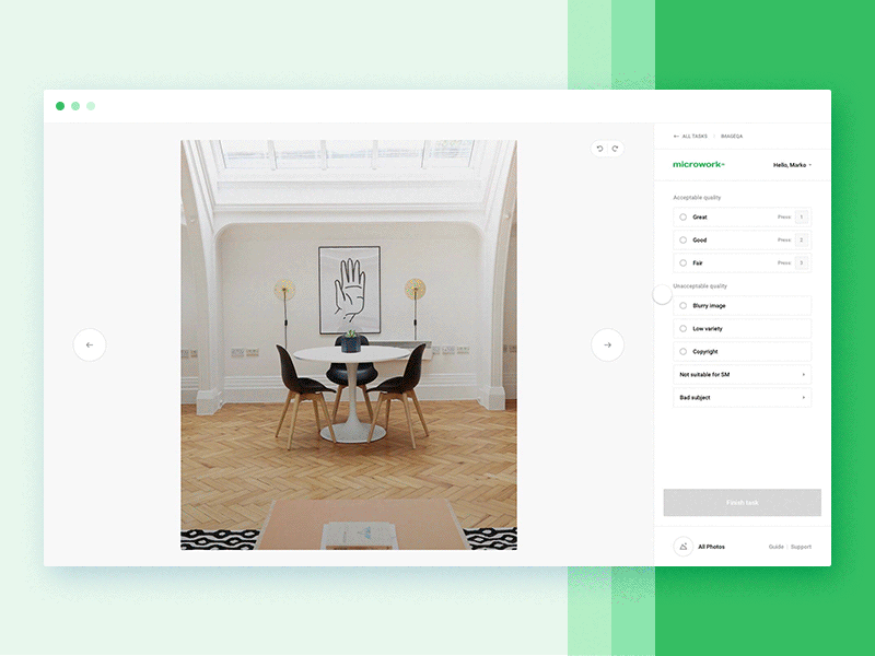 Microwork - imageQA module app framerjs images quality assurance ui ux