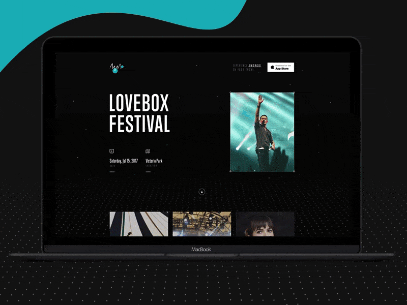 Amondo - Imprint Page desktop event festival framerjs music ui ux website