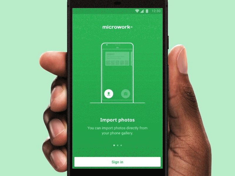 Microwork.io - Onboarding android app framerjs gif green mobile onboarding