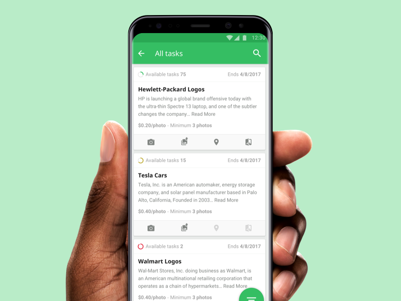 microwork Android App - All Tasks Screen