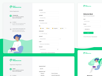 Celf Preservation - Sign up & Login health login registration sign up ui ux web