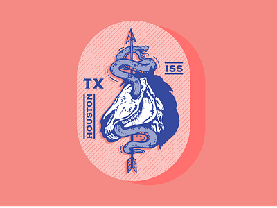 Horse_Skull badge branding coral design horse houston illustration logo screenprint skull snake tx vector
