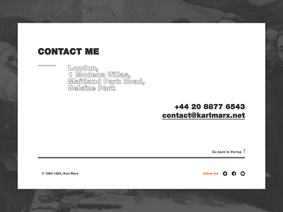 Contact page contact desktop footer layout minimal personal website typography web