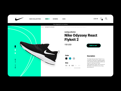 Nike running shoes product card commerce desktop product product card shop ui web