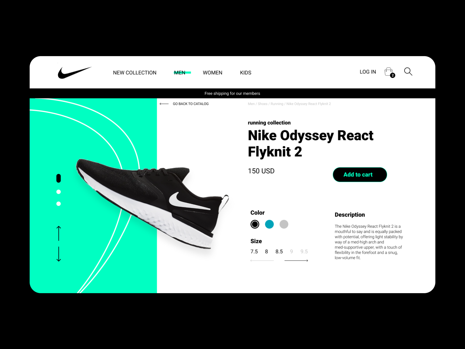 Nike running shoes product card by Freddie H. on Dribbble